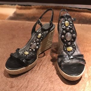 Franco Sarto black wedge sandal.  Size 10